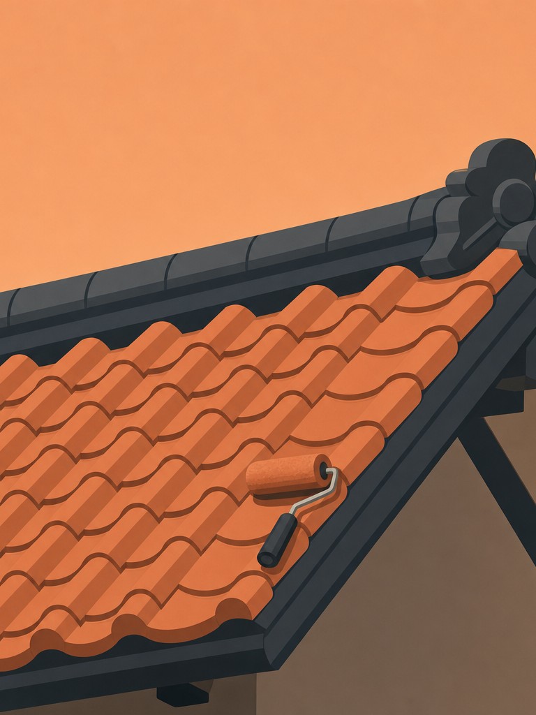 屋根塗装・葺き替えのイメージイラスト